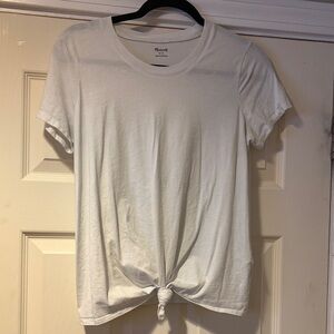 Madewell Short Sleeve Crewneck Tee with Front Knot in White S